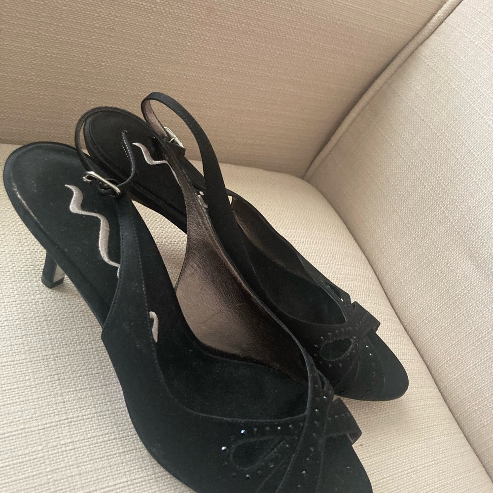 Ladies Mina black open toe strapy  heels for special occasion Ladies 9.5 - Picture 7 of 8